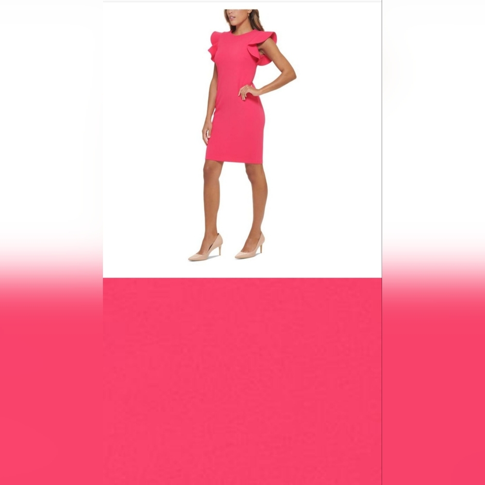 Calvin Klein Ruffle Sleeve Dress - Picture 4 of 8